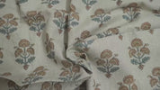 Block Print Linen Fabric for Pillows Brown Blue – Traffic Light
