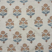Block Print Linen Fabric for Pillows Brown Blue – Traffic Light