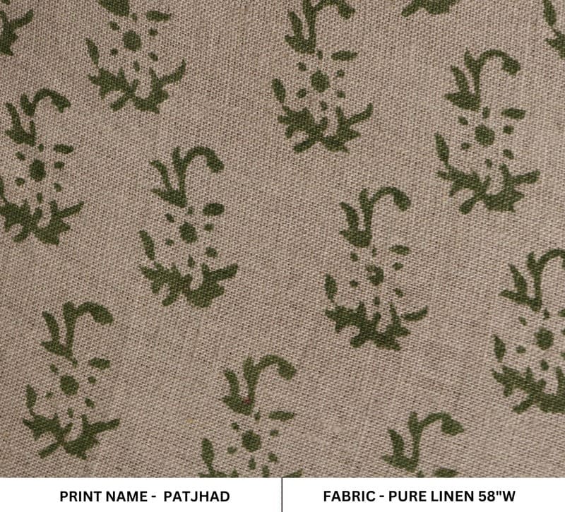 Block Print Linen Throw Curtains Fabric for Living Room - Patjhad