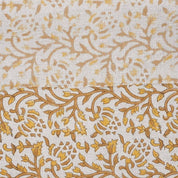 Block Print Mustard Bronze Floral Linen Fabric - Suhana Bel