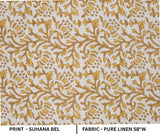 Block Print Mustard Bronze Floral Linen Fabric - Suhana Bel