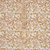 Block Print Mustard Bronze Floral Linen Fabric - Suhana Bel