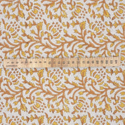Block Print Mustard Bronze Floral Linen Fabric - Suhana Bel