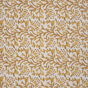 Block Print Mustard Bronze Floral Linen Fabric - Suhana Bel