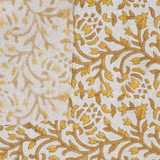 Block Print Mustard Bronze Floral Linen Fabric - Suhana Bel