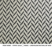 Block Print Natural Linen Striped Fabric for Curtains - Stripe Scale