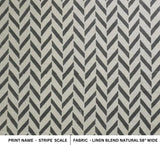 Block Print Natural Linen Striped Fabric for Curtains - Stripe Scale