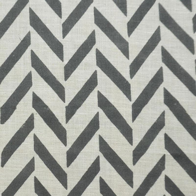 Block Print Natural Linen Striped Fabric for Curtains - Stripe Scale