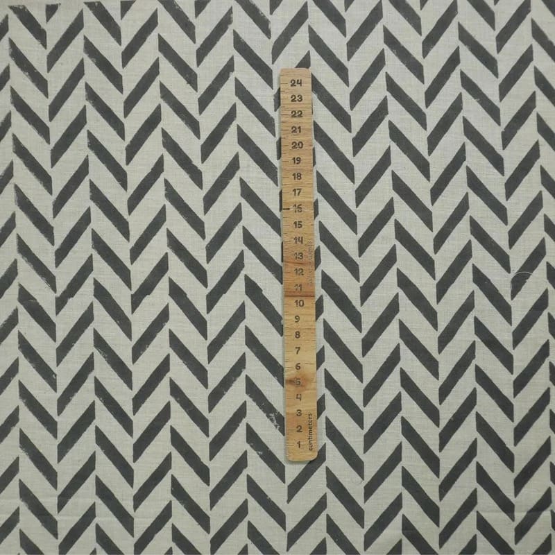 Block Print Natural Linen Striped Fabric for Curtains - Stripe Scale