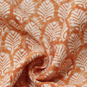 Block Print Orange Forest Off-White Linen Indoor Decor - Sangmarmar