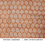 Block Print Orange Forest Off-White Linen Indoor Decor - Sangmarmar