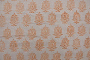 Block Print Orange Pure Linen Fabric-Moutjz