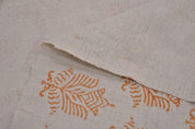 Block Print Orange Pure Linen Fabric-Moutjz