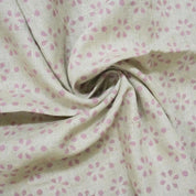 Block Print Pink Gray Floral Linen Fabric for Curtains - Rang Phool