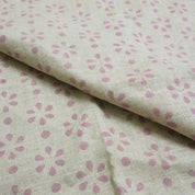 Block Print Pink Gray Floral Linen Fabric for Curtains - Rang Phool