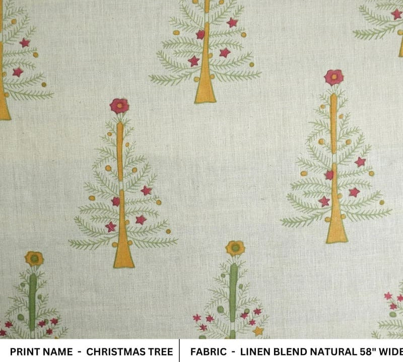 BlockPrintPinkGreenFloralLinenCushionFabric-ChristmasTree_2.jpg