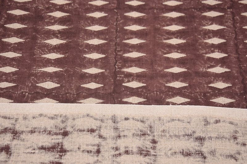 Block Print Rust Thick Linen Fabric OMGI