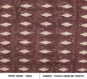 Block Print Rust Thick Linen Fabric OMGI
