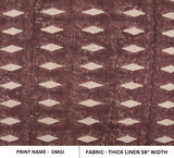 Block Print Rust Thick Linen Fabric OMGI