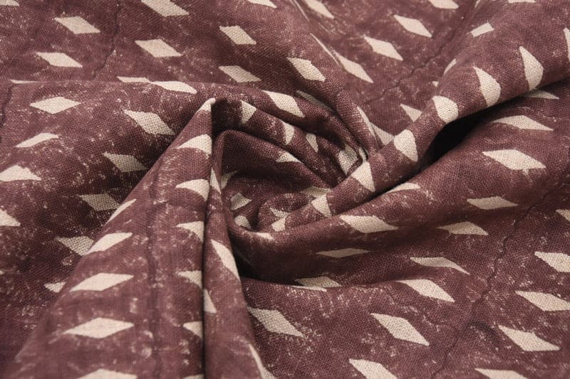 Block Print Rust Thick Linen Fabric OMGI