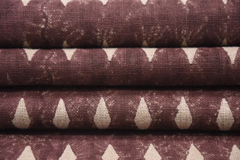 Block Print Rust Thick Linen Fabric OMGI