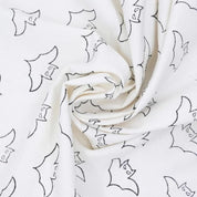 Block Print Thick Cotton White Halloween Cushion Fabric – Bat Design