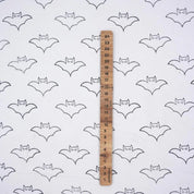 Block Print Thick Cotton White Halloween Cushion Fabric – Bat Design