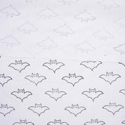 Block Print Thick Cotton White Halloween Cushion Fabric – Bat Design