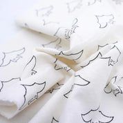 Block Print Thick Cotton White Halloween Cushion Fabric – Bat Design