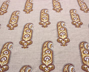 Block Print Yellow Thick Linen Fabric -Namokar