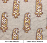 Block Print Yellow Thick Linen Fabric -Namokar
