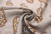 Block Print Yellow Thick Linen Fabric -Namokar