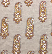 Block Print Yellow Thick Linen Fabric -Namokar