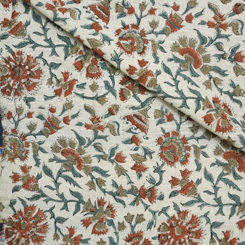 Block Printed Viscose Linen Fabric Pillows Couch Covers - Pushplata