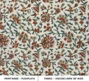 Block Printed Viscose Linen Fabric Pillows Couch Covers - Pushplata