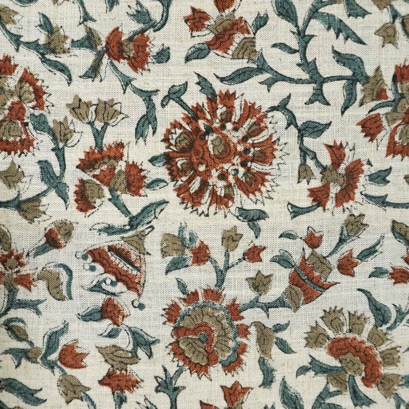 Block Printed Viscose Linen Fabric Pillows Couch Covers - Pushplata