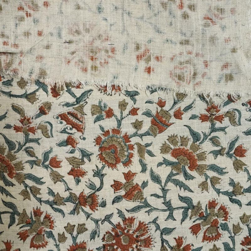 Block Printed Viscose Linen Fabric Pillows Couch Covers - Pushplata