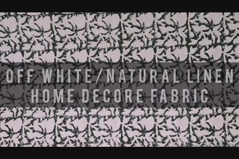 Block Printed Duck Canvas Black Beige Floral Fabric – Midnight