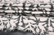 Block Printed Duck Canvas Black Beige Floral Fabric – Midnight