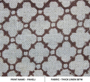 Block Printed Gray Brown Boho Throw Linen Fabric – Paheli