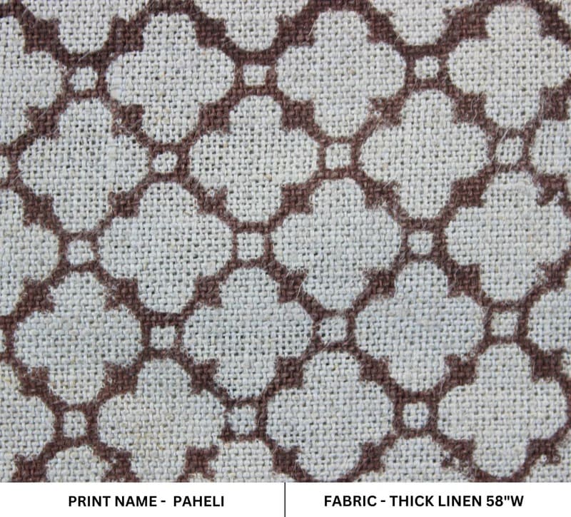 Block Printed Gray Brown Boho Throw Linen Fabric – Paheli