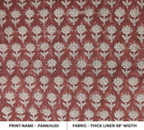Block Printed Maroon Floral Boho Throw Cushion Fabric – Pankhudi