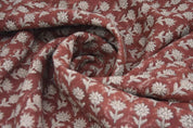 Block Printed Maroon Floral Boho Throw Cushion Fabric – Pankhudi