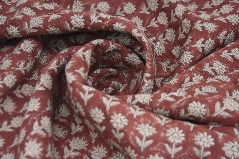 Block Printed Maroon Floral Boho Throw Cushion Fabric – Pankhudi