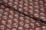 Block Printed Maroon Floral Boho Throw Cushion Fabric – Pankhudi
