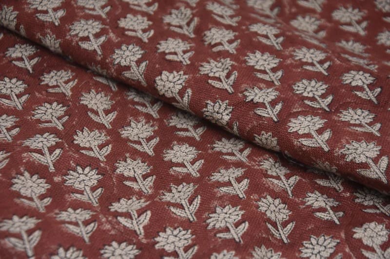 Block Printed Maroon Floral Boho Throw Cushion Fabric – Pankhudi