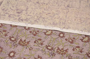 Block Printed Pink Red Floral Linen Throw Fabric - Naayab