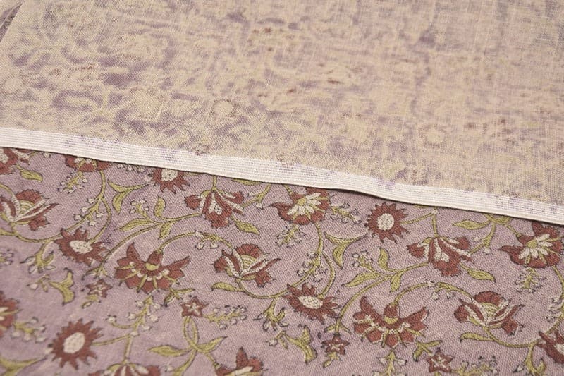 Block Printed Pink Red Floral Linen Throw Fabric - Naayab