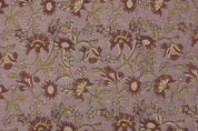 Block Printed Pink Red Floral Linen Throw Fabric - Naayab