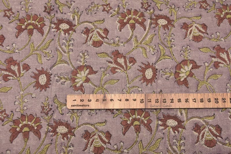 Block Printed Pink Red Floral Linen Throw Fabric - Naayab